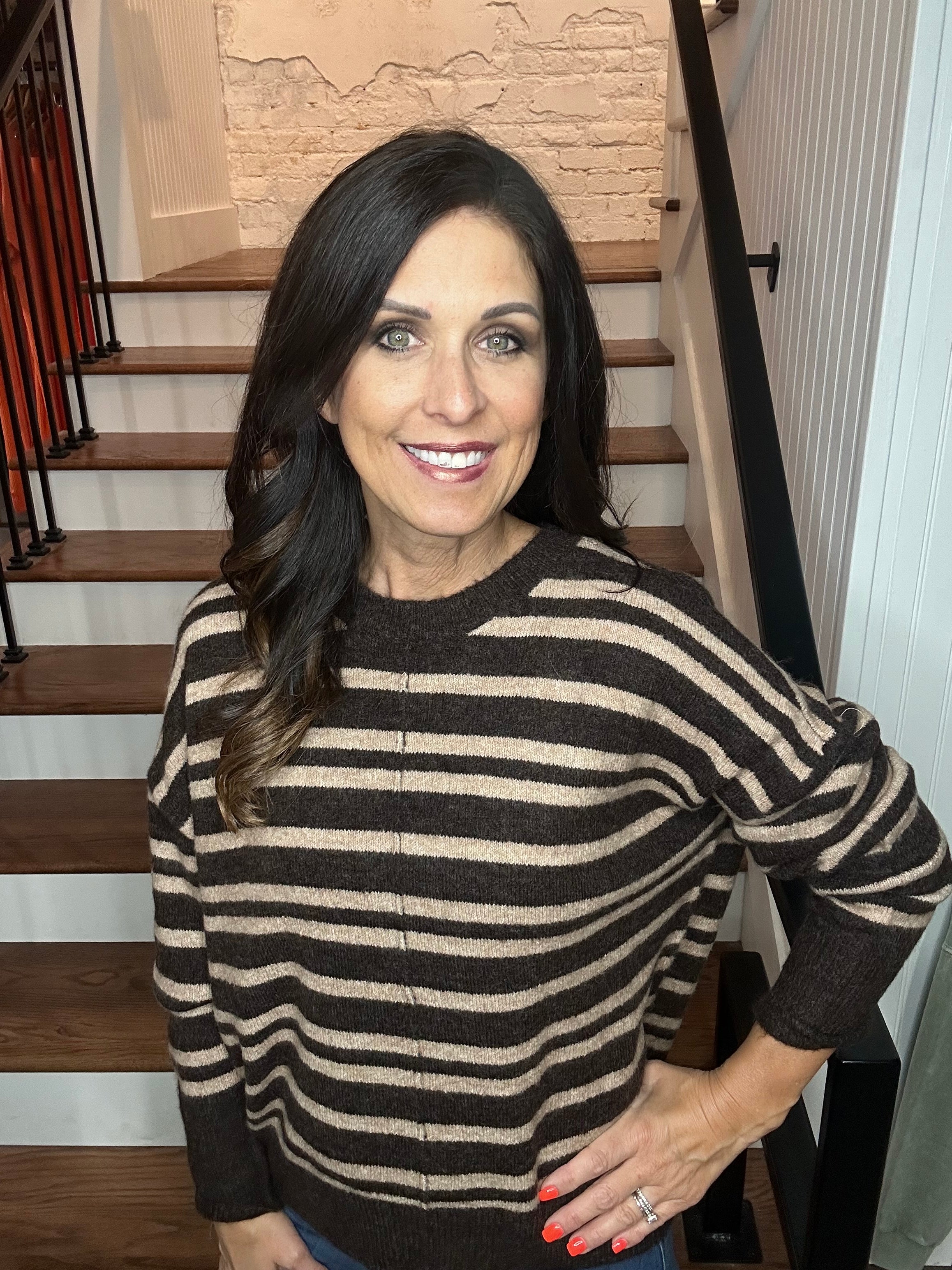 Striped Front Seam Sweater