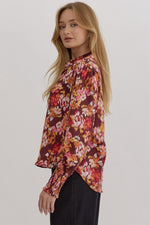 Satin Floral Button Up