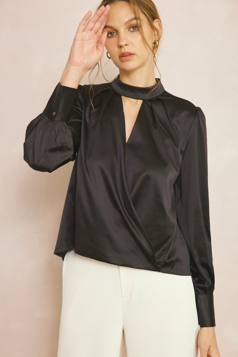 Satin Faux Wrap Top