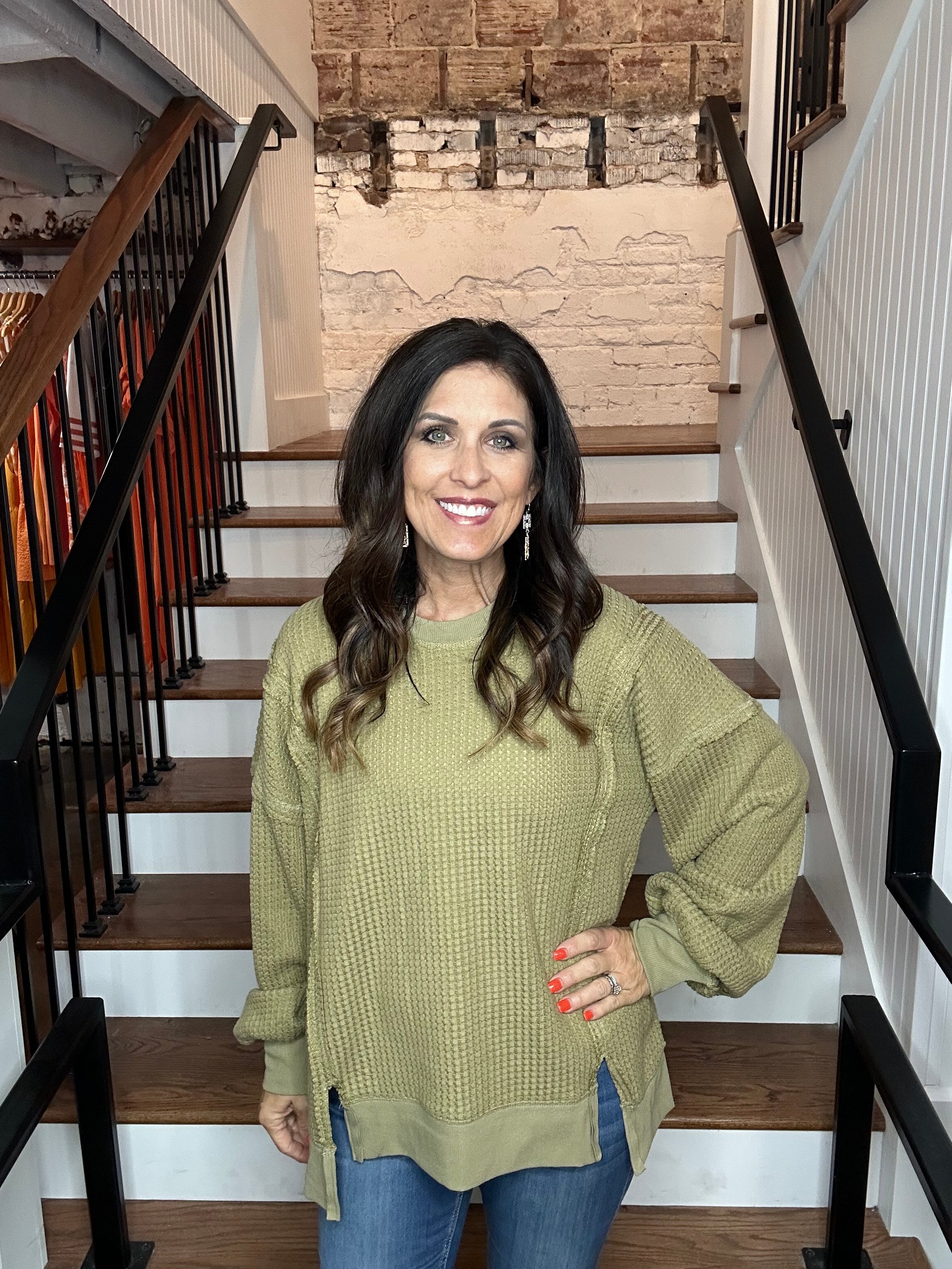 Oversized Waffle Knit Top