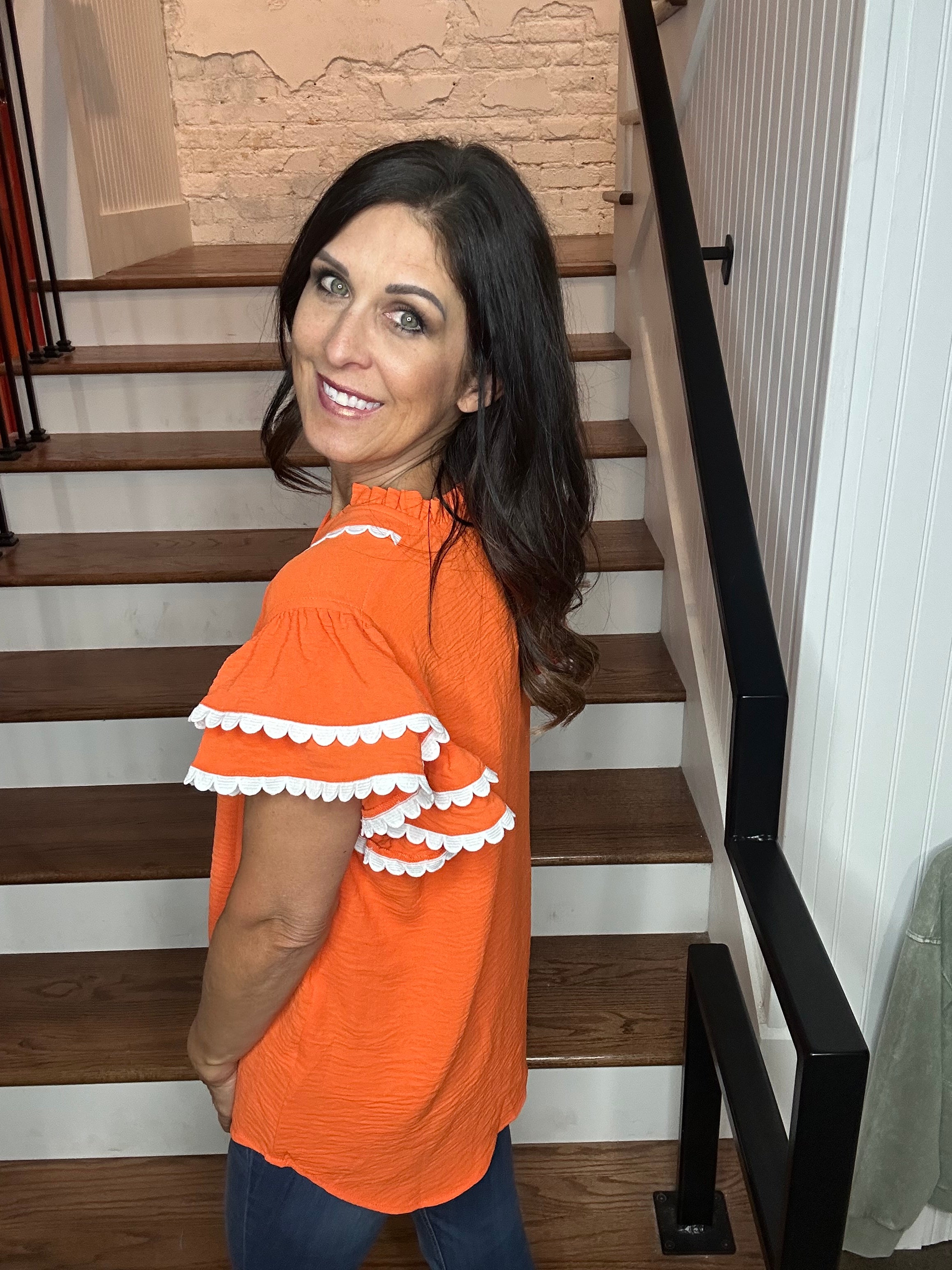 Ruffle Scallop Trim Top