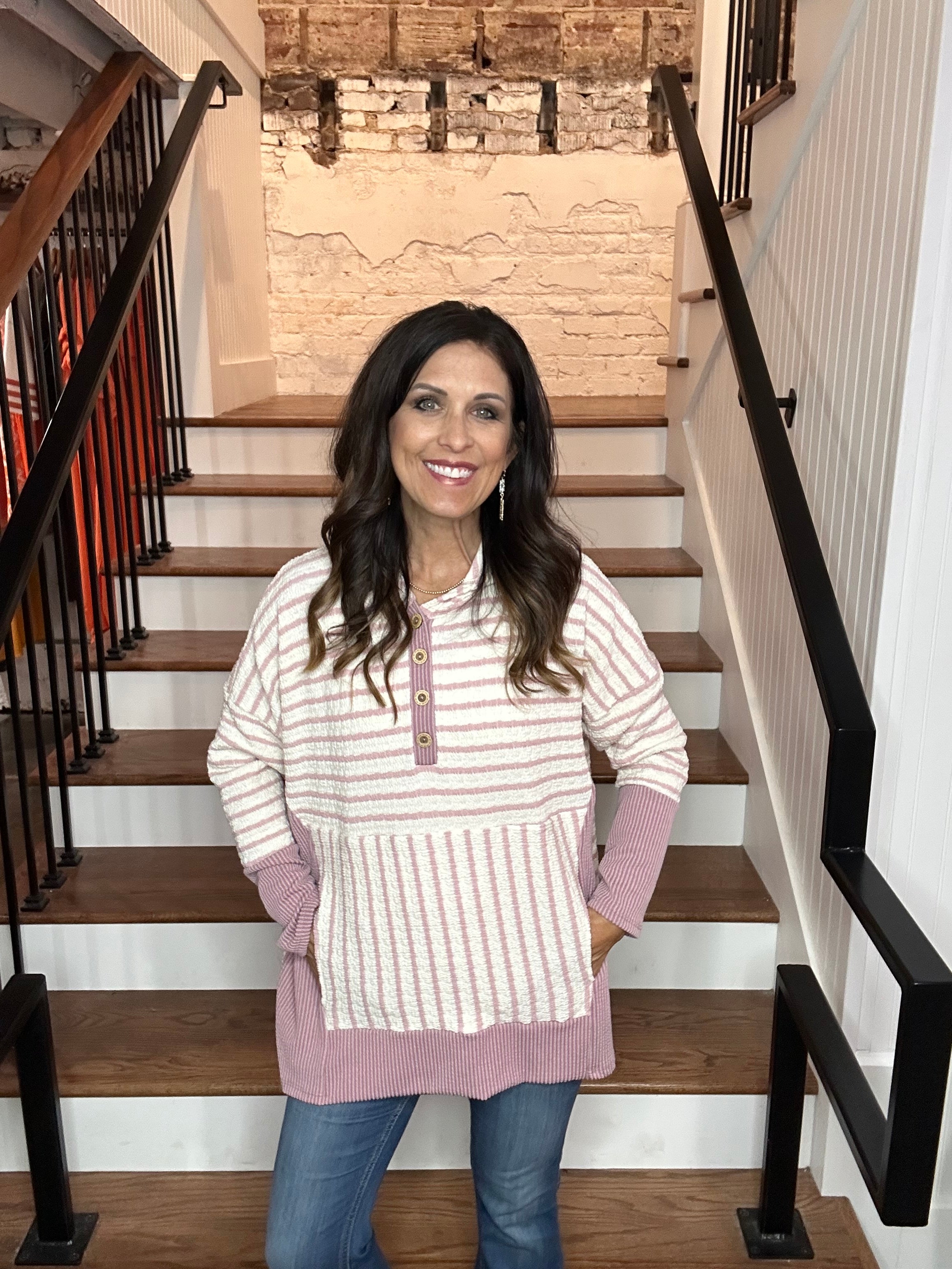 Striped Contrast Hoodie
