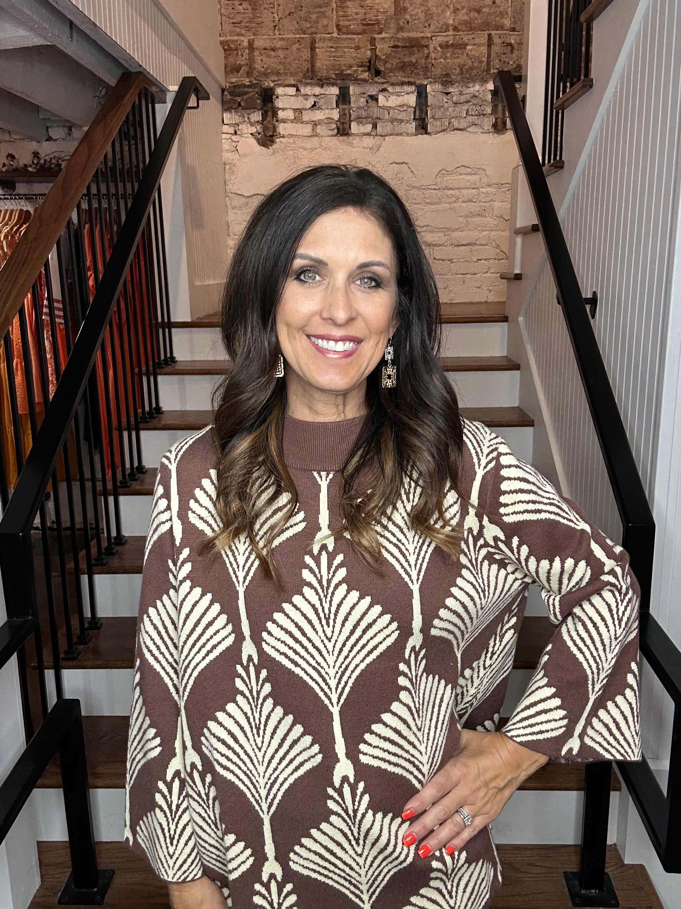 Abstract Print Pullover Sweater