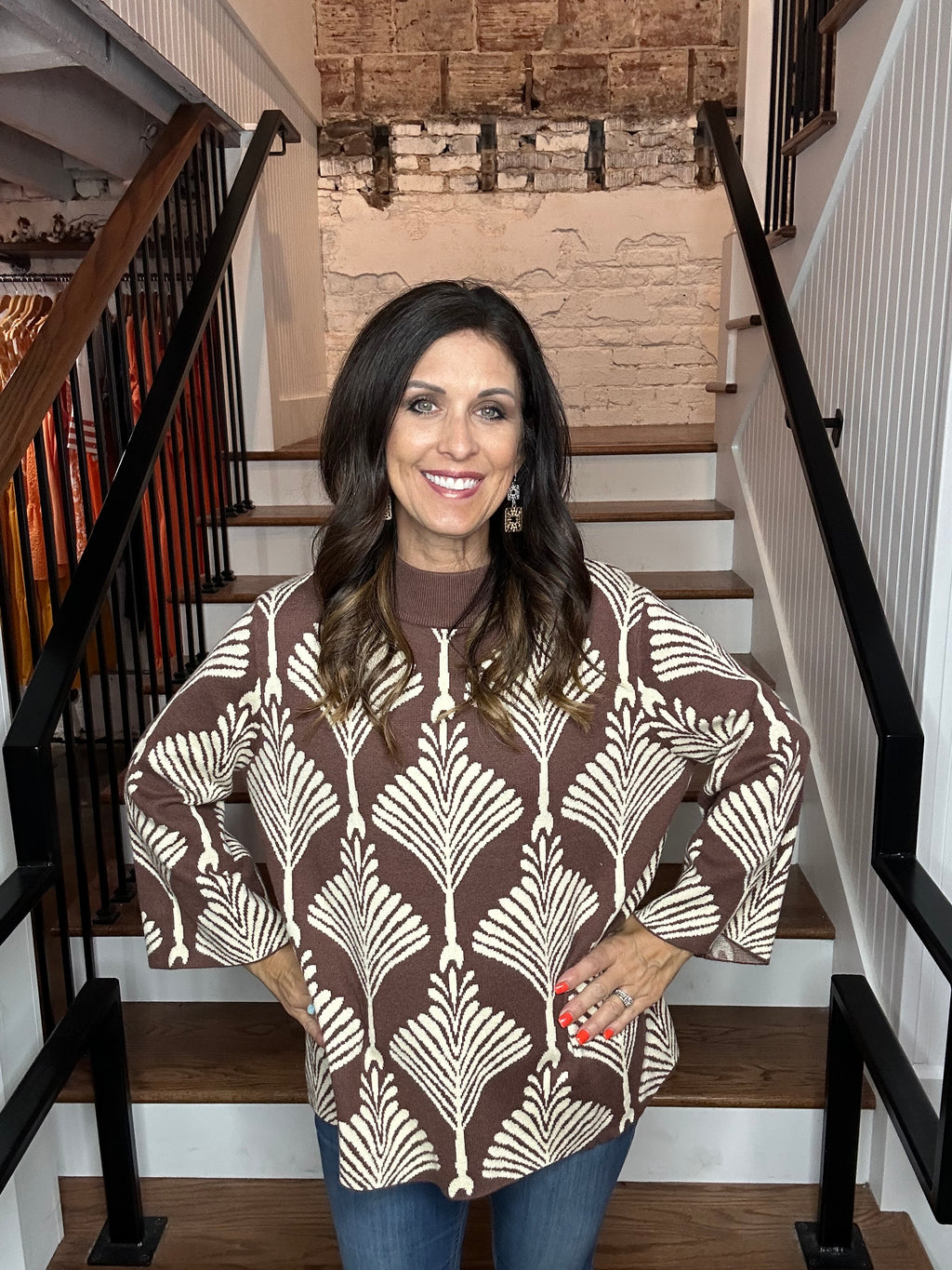 Abstract Print Pullover Sweater