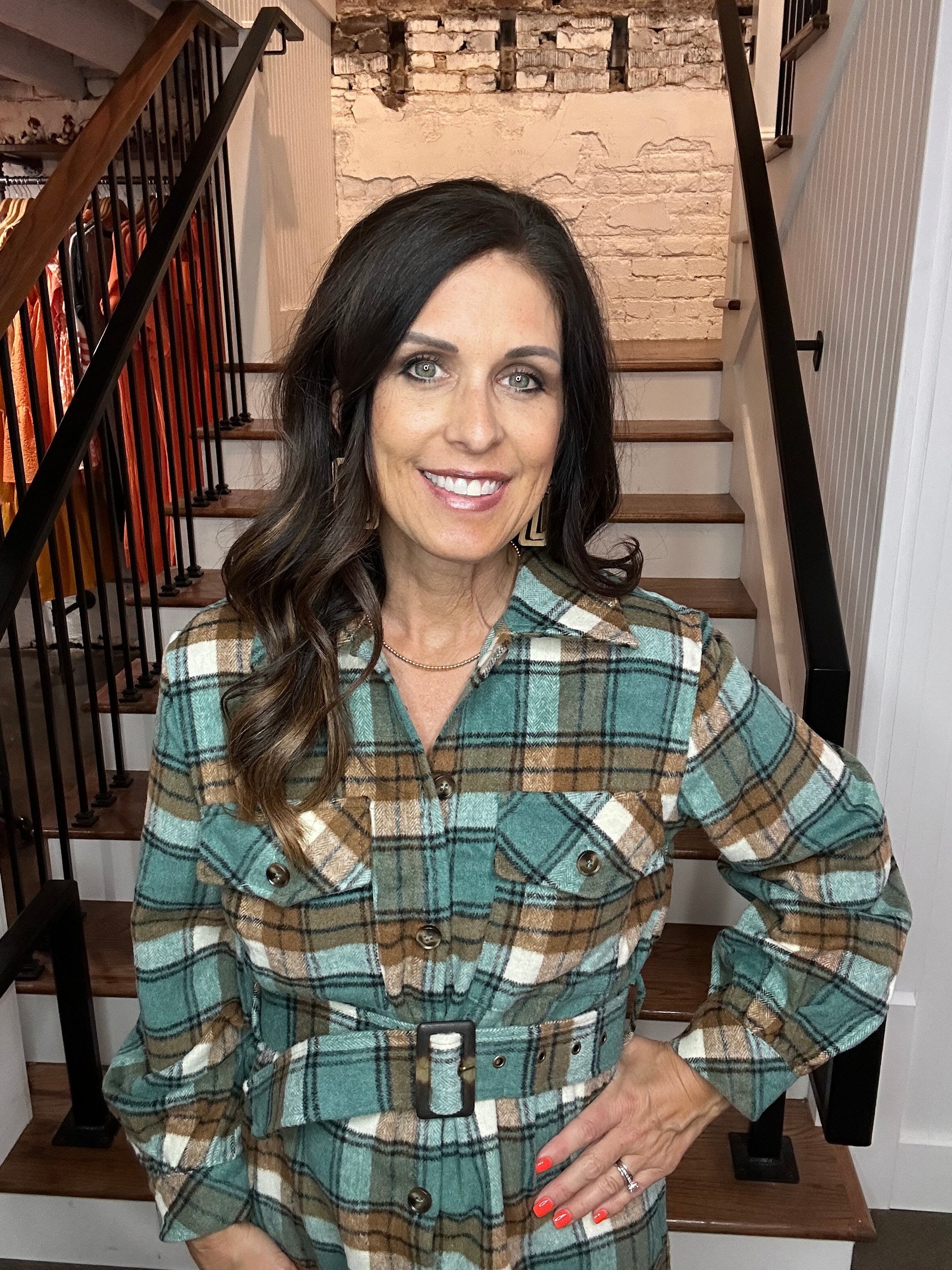 Belted Flannel Dress