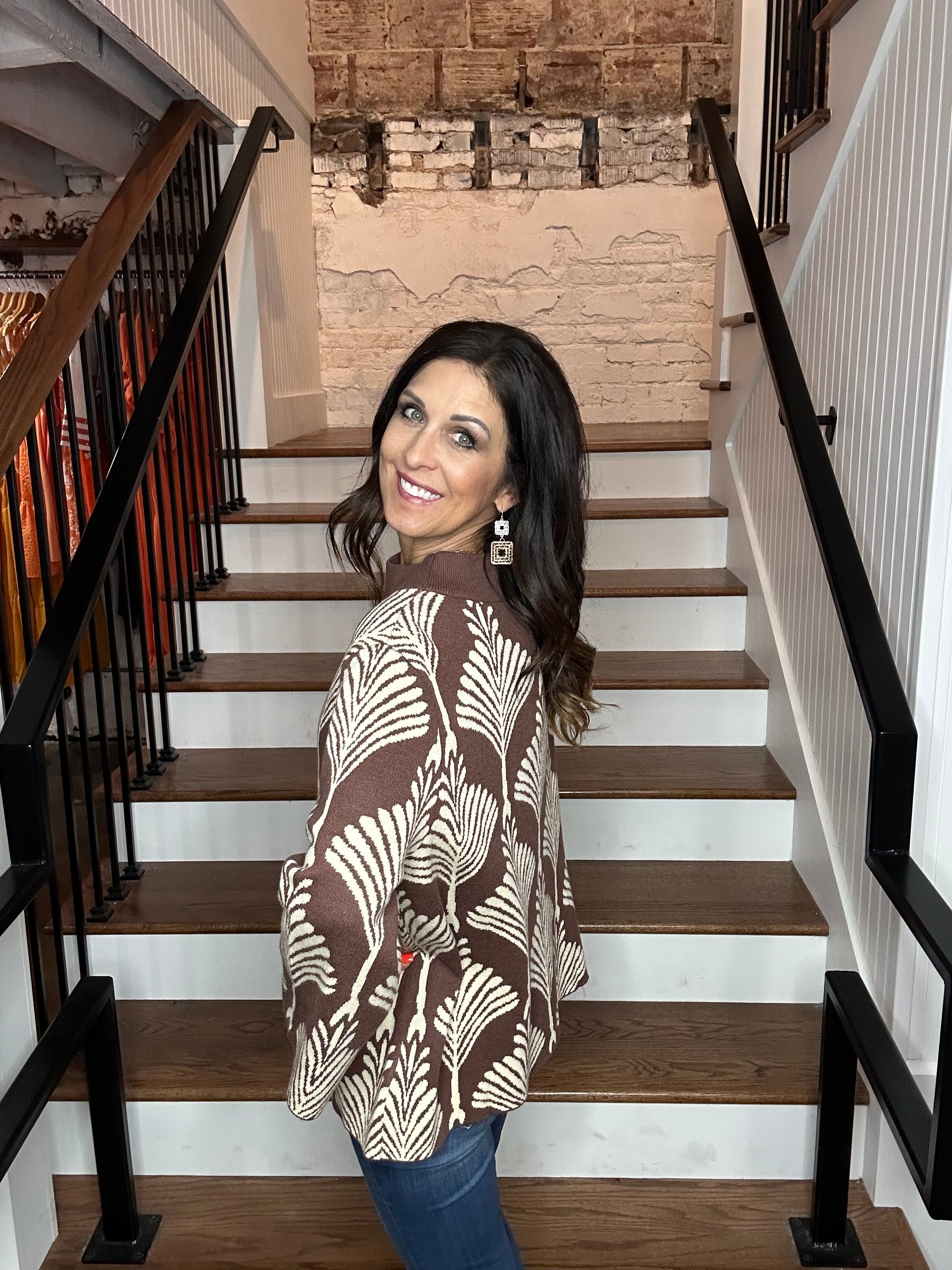 Abstract Print Pullover Sweater