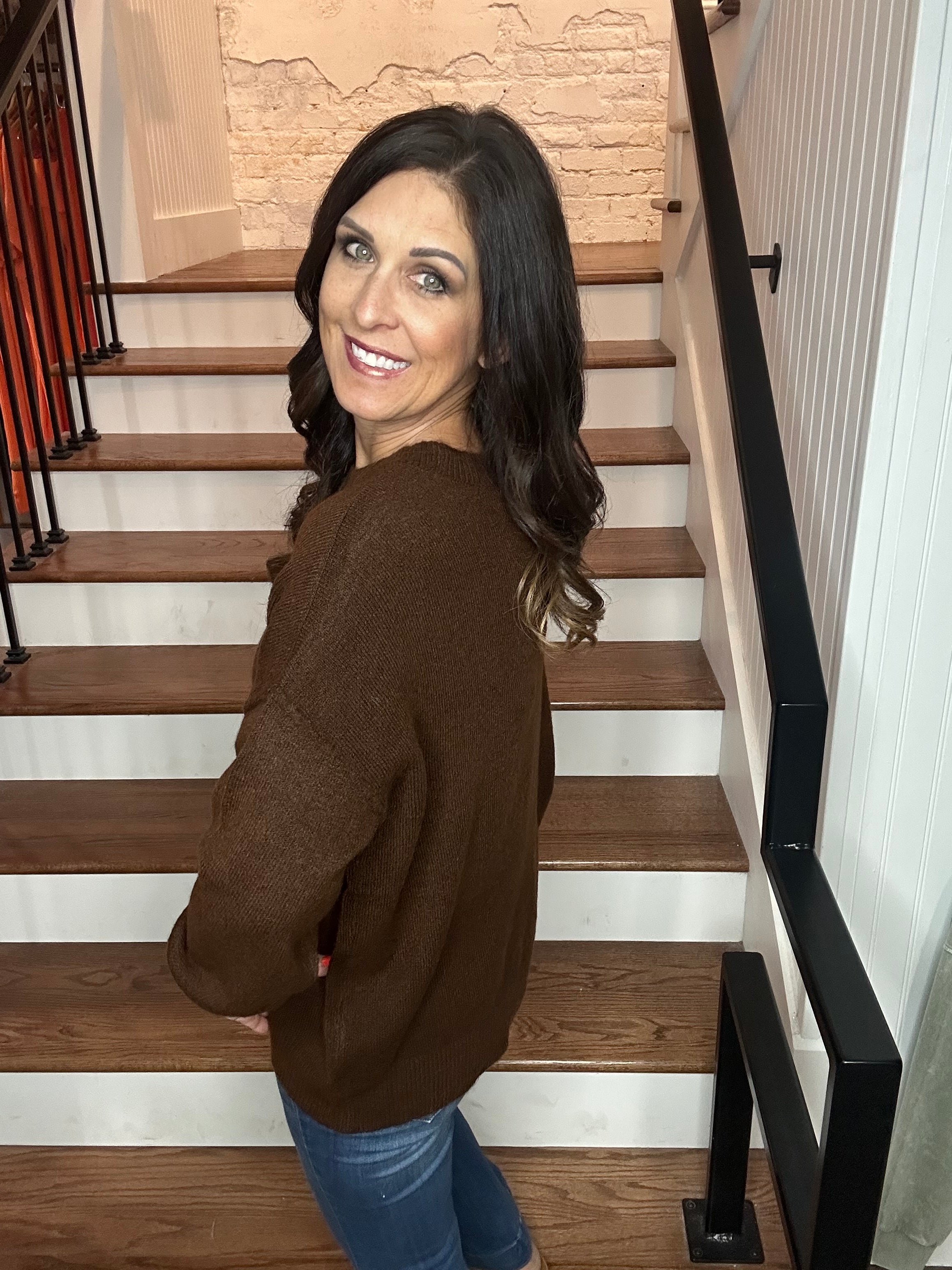 Crewneck Front Seam Sweater