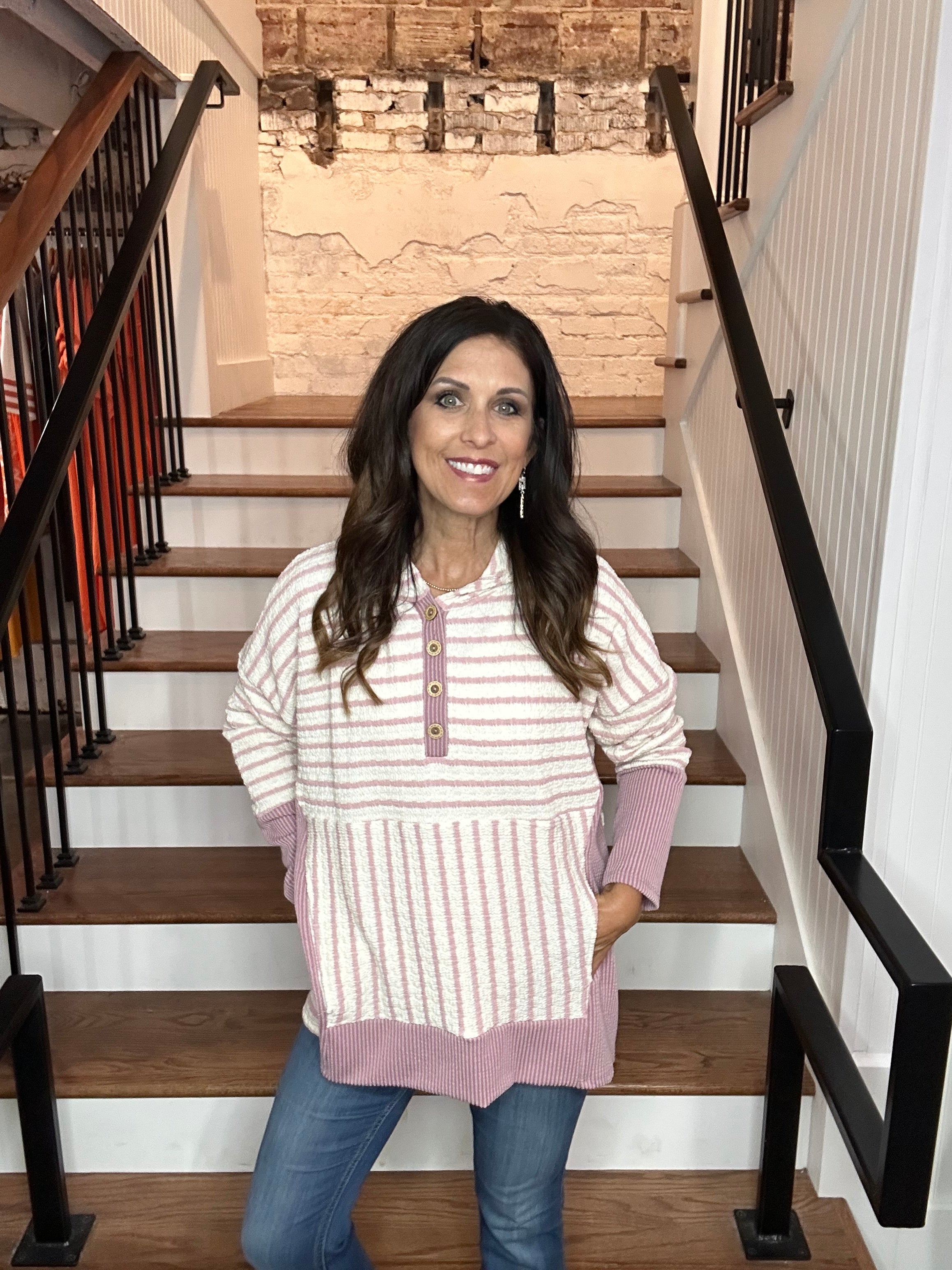 Striped Contrast Hoodie