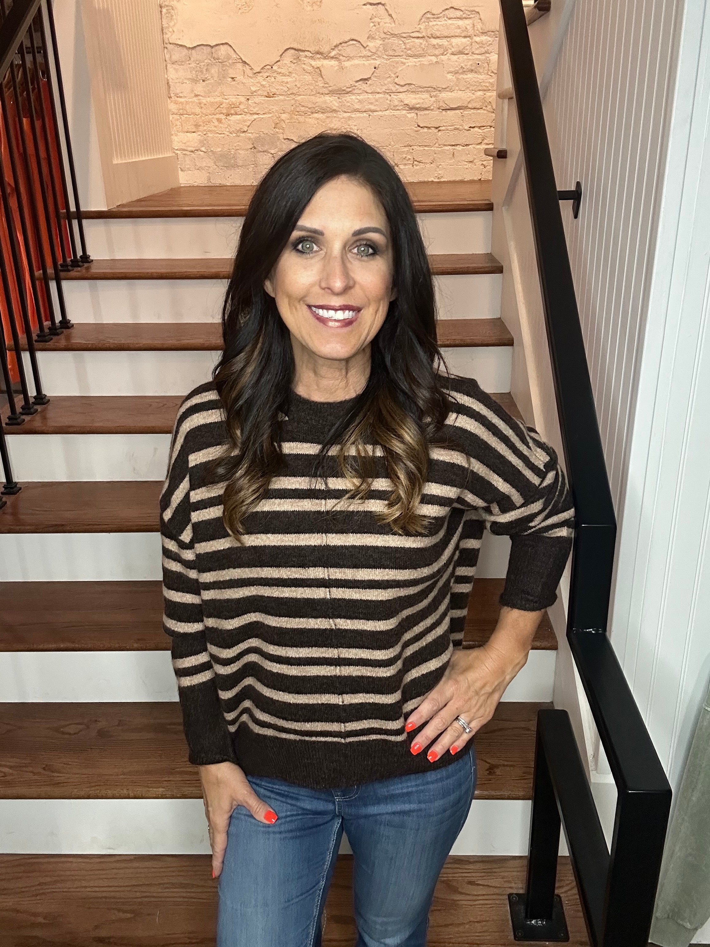 Striped Front Seam Sweater