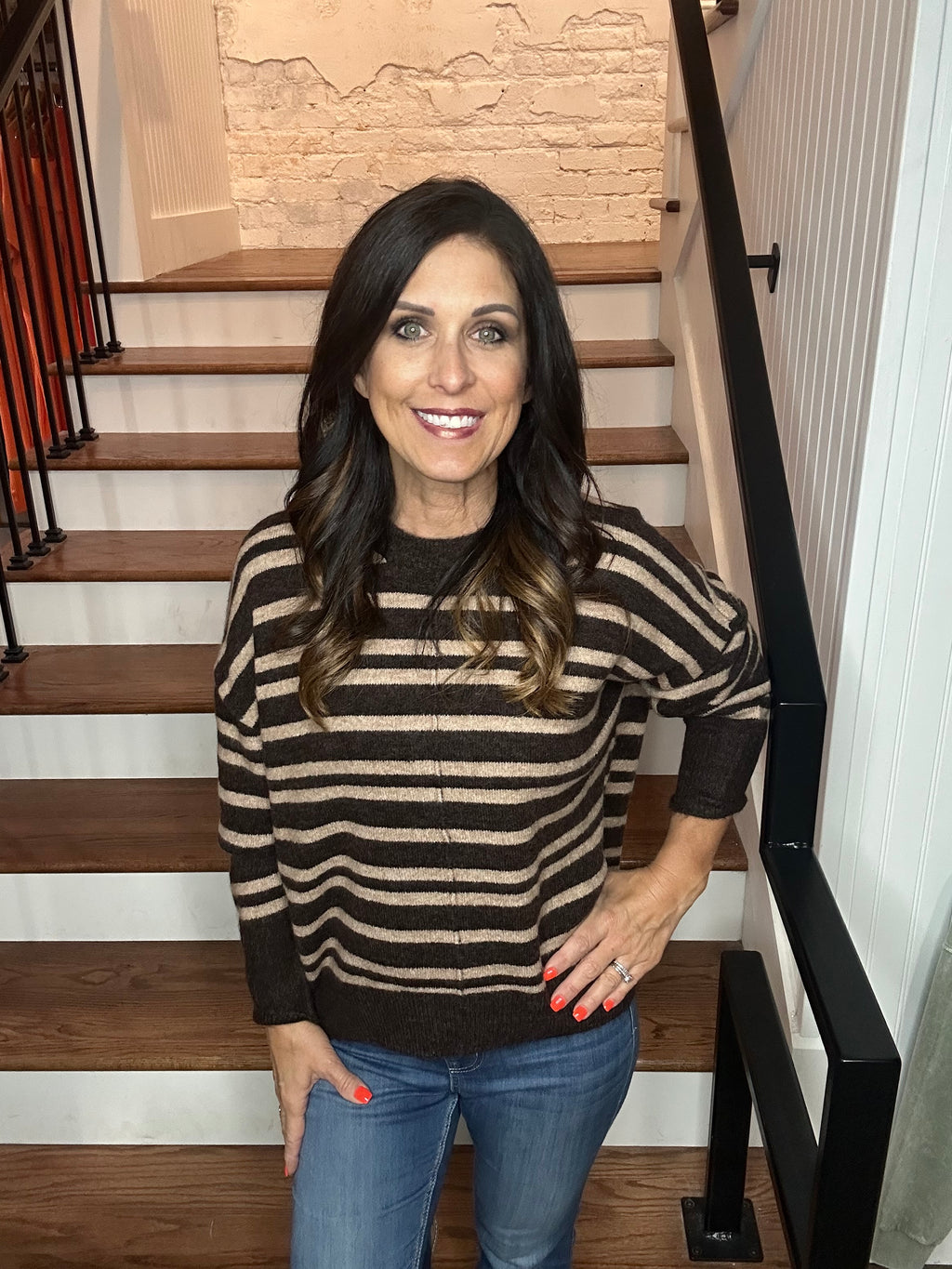 Striped Front Seam Sweater