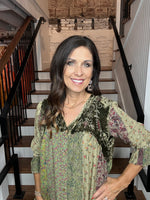Vintage Patch Velvet Top