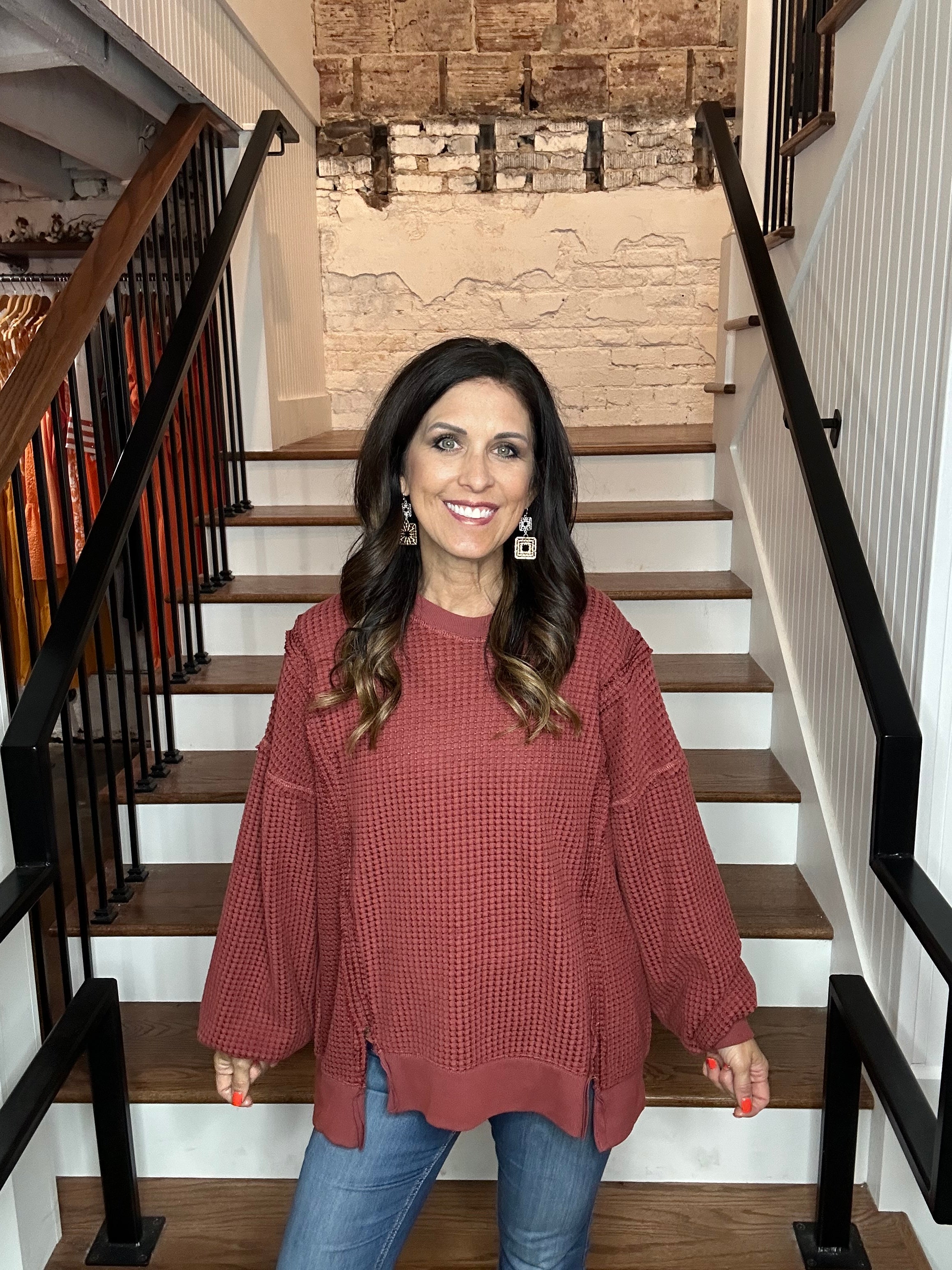 Oversized Waffle Knit Top