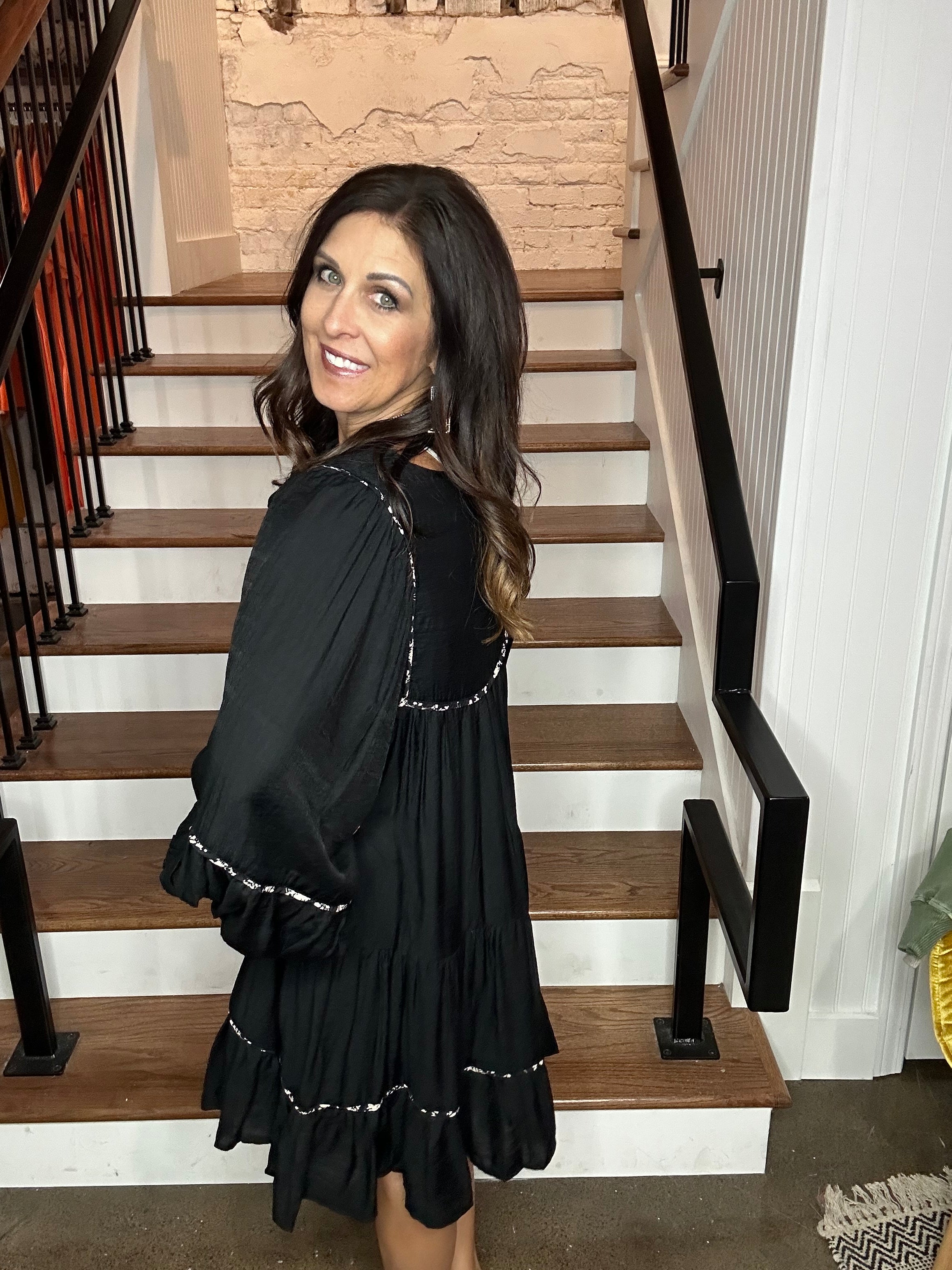 Tiered Long Sleeve Dress