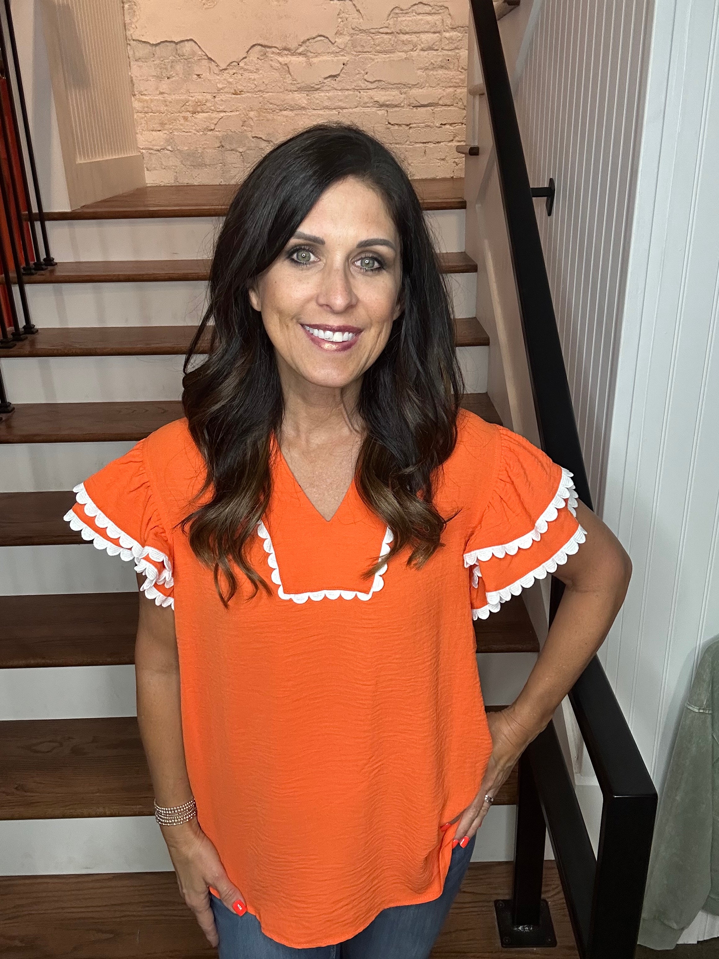 Ruffle Scallop Trim Top