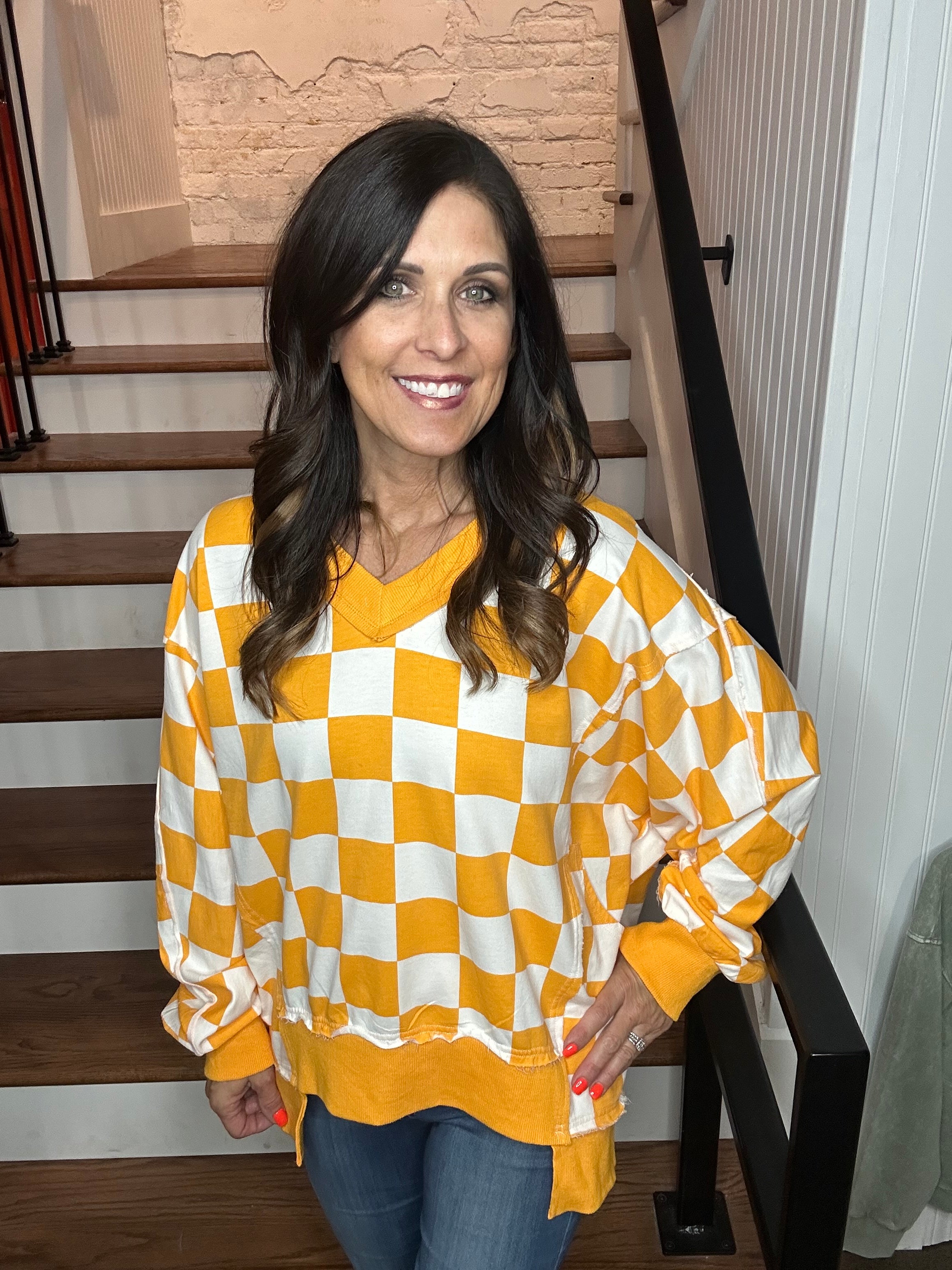 Checkerboard Oversized Sweatshirt