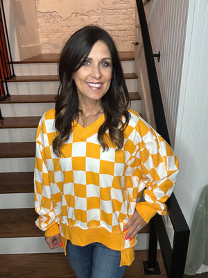 Checkerboard Oversized Sweatshirt