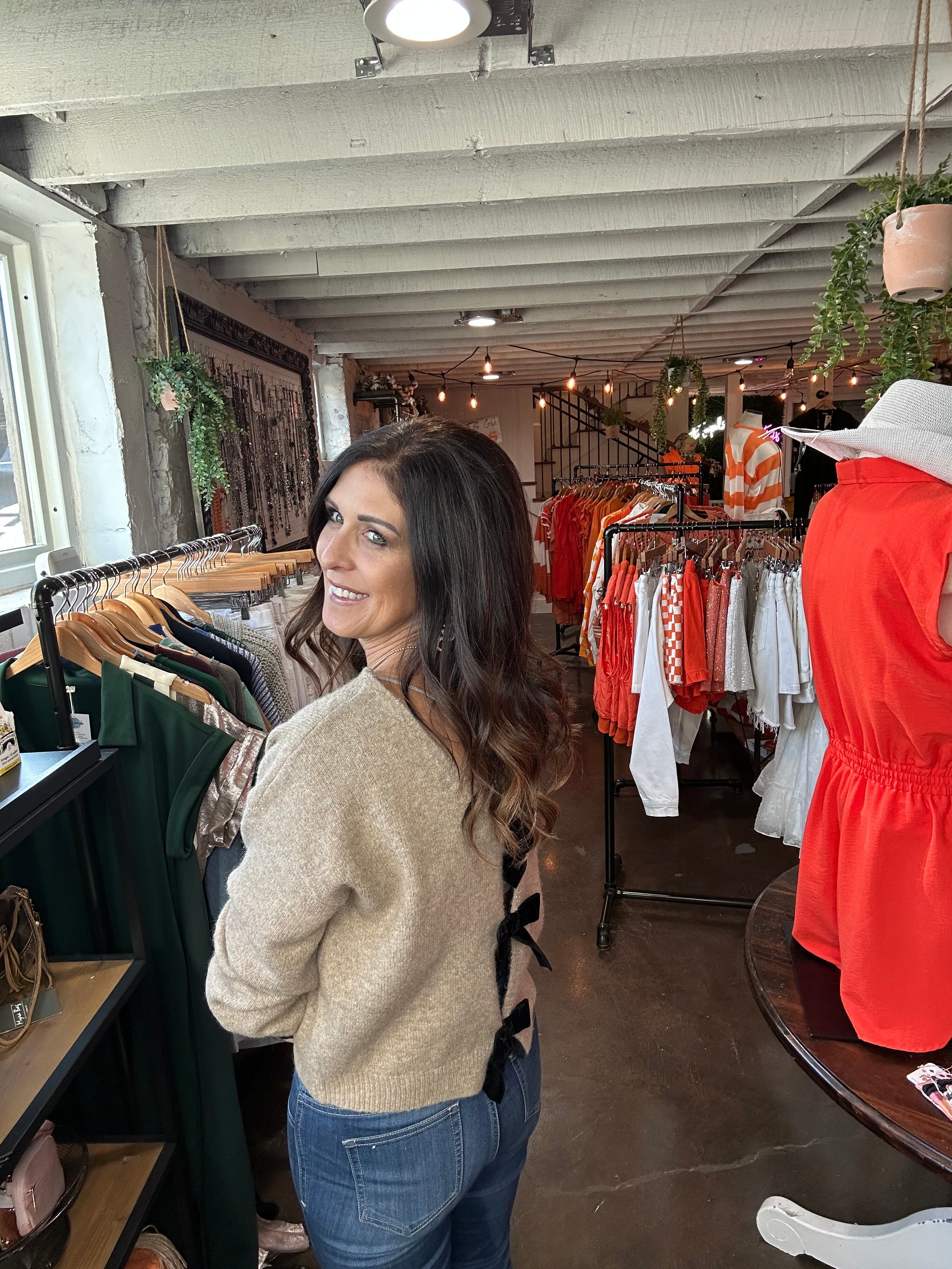 Back Velvet Bow Sweater