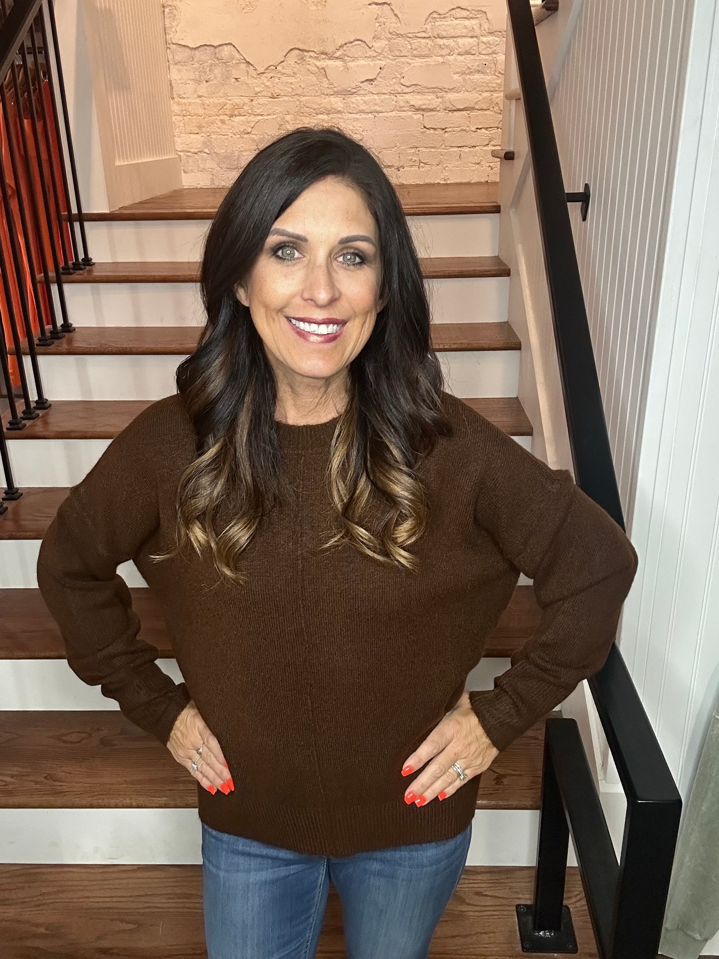 Crewneck Front Seam Sweater