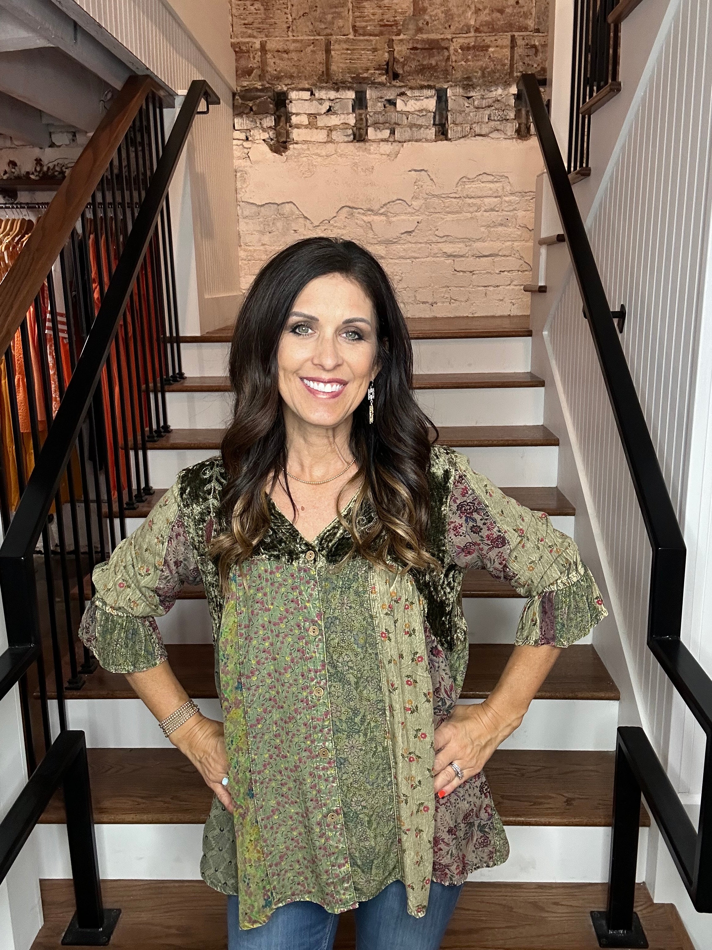 Vintage Patch Velvet Top