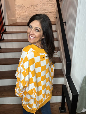 Checkerboard Oversized Sweatshirt