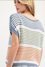 Striped Short Sleeve Sweater