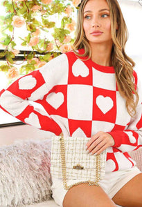 Heart Checkered Sweater