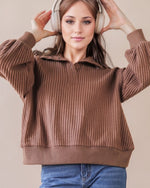 Mock Neck Waffle Top