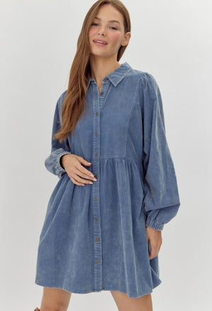 Corduroy Button Up Dress