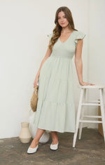 Flutter Sleeve V-neck Dress