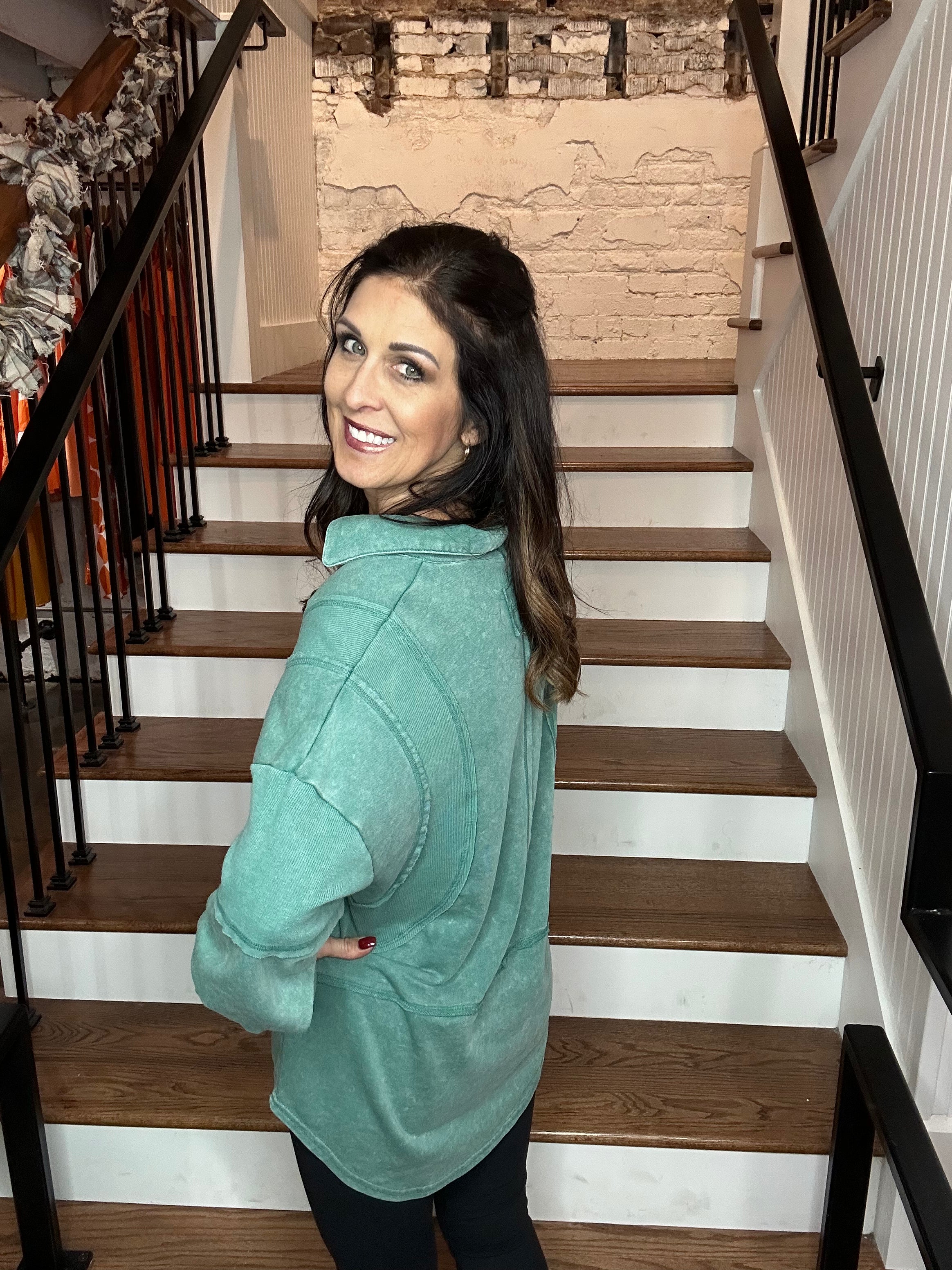 Split Neck Sweatshirt