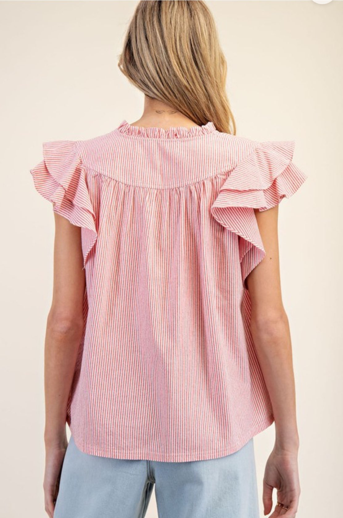 Notched  V-Neck Top