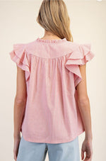 Notched  V-Neck Top