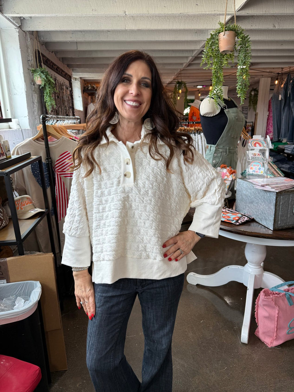 Textured Wide Collar Top