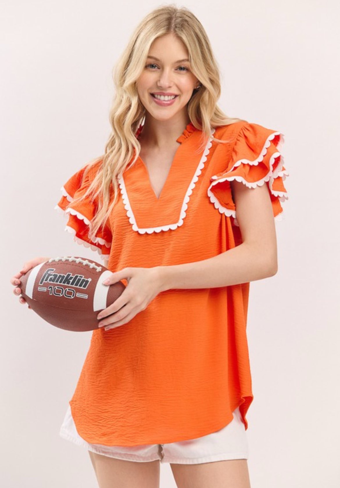 Ruffle Scallop Trim Top