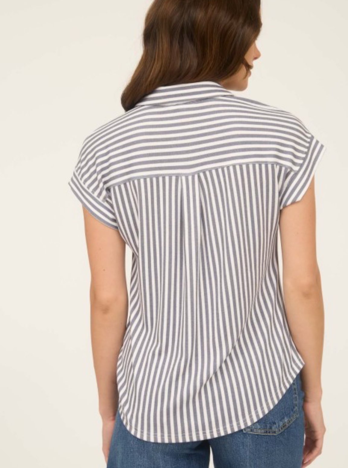 Stripe Collared Short Sleeve