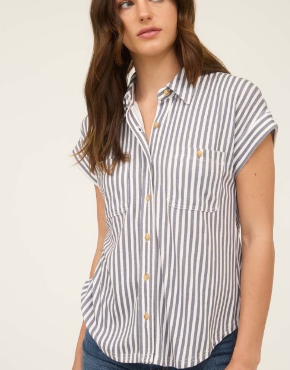 Stripe Collared Short Sleeve
