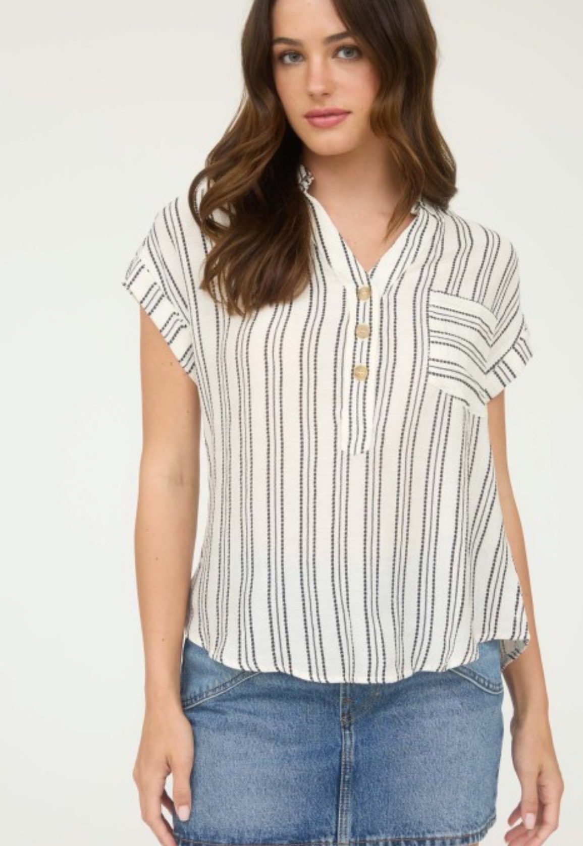 Half Button Stripe Shirt