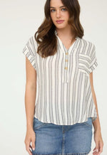 Half Button Stripe Shirt