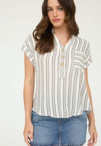 Half Button Stripe Shirt