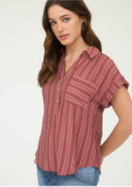 Half Button Stripe Shirt
