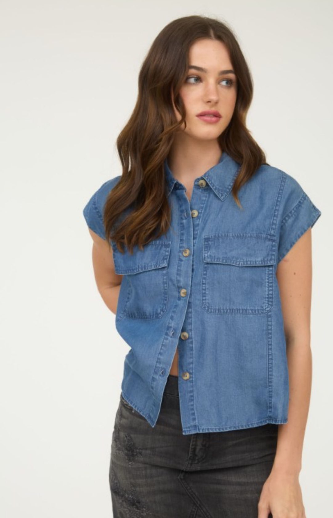 Chambray Pocket Flap Button Down