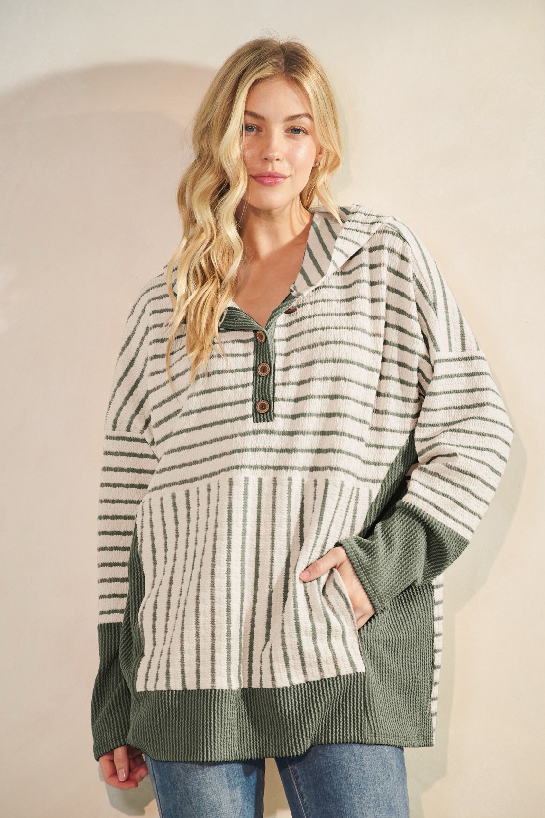 Striped Contrast Hoodie