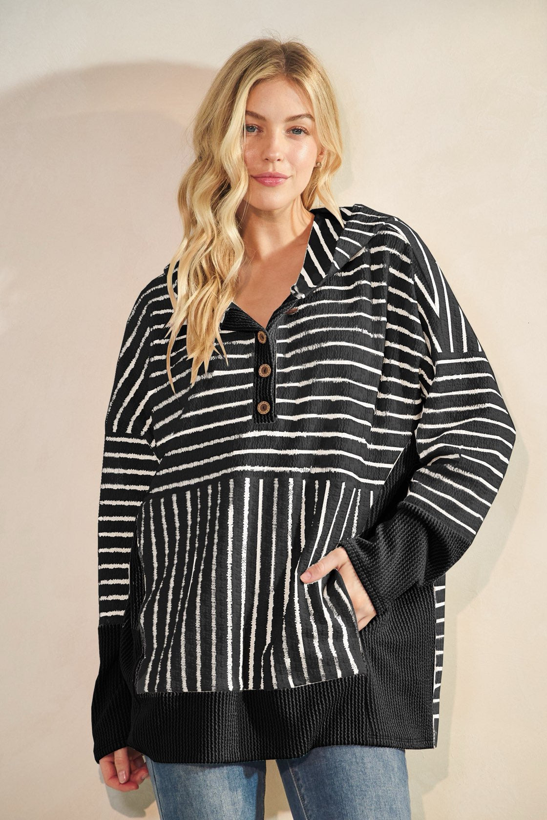 Striped Contrast Hoodie