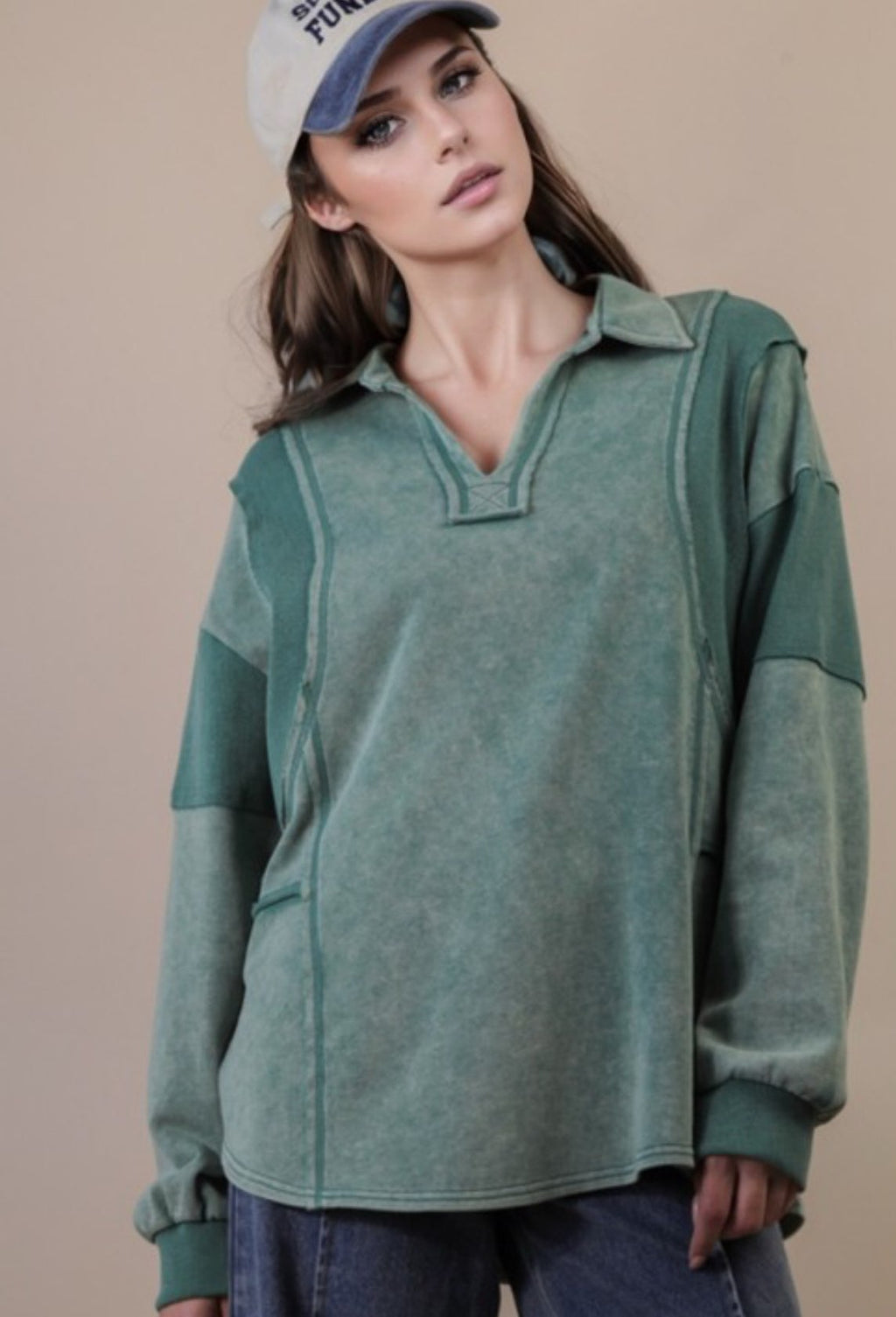 Split Neck Sweatshirt