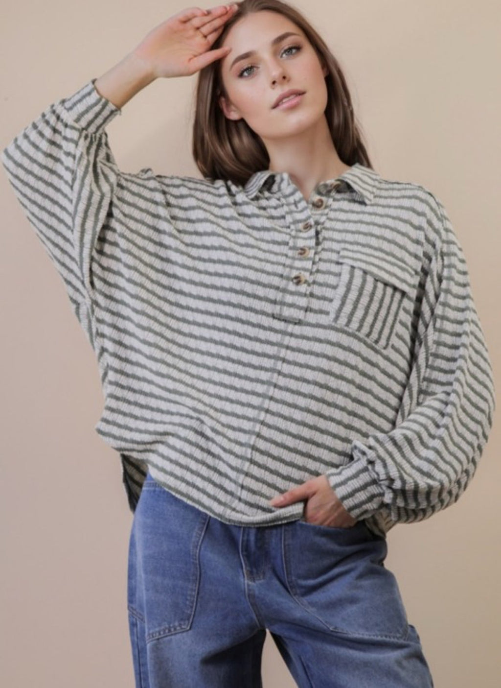 Striped Batwing Top