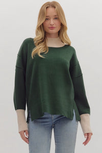 Contrast Turtleneck Sweater