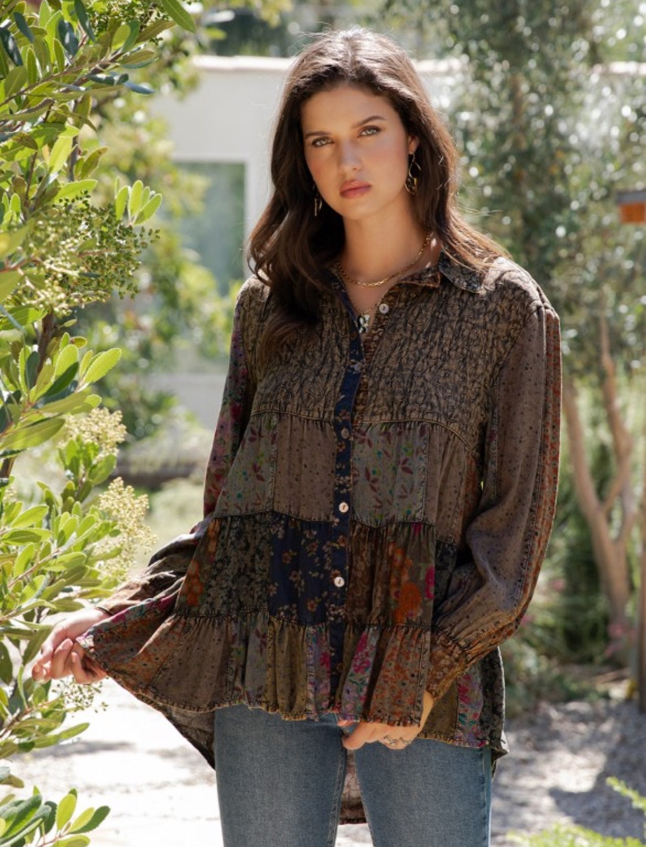 Button Front Boho Top