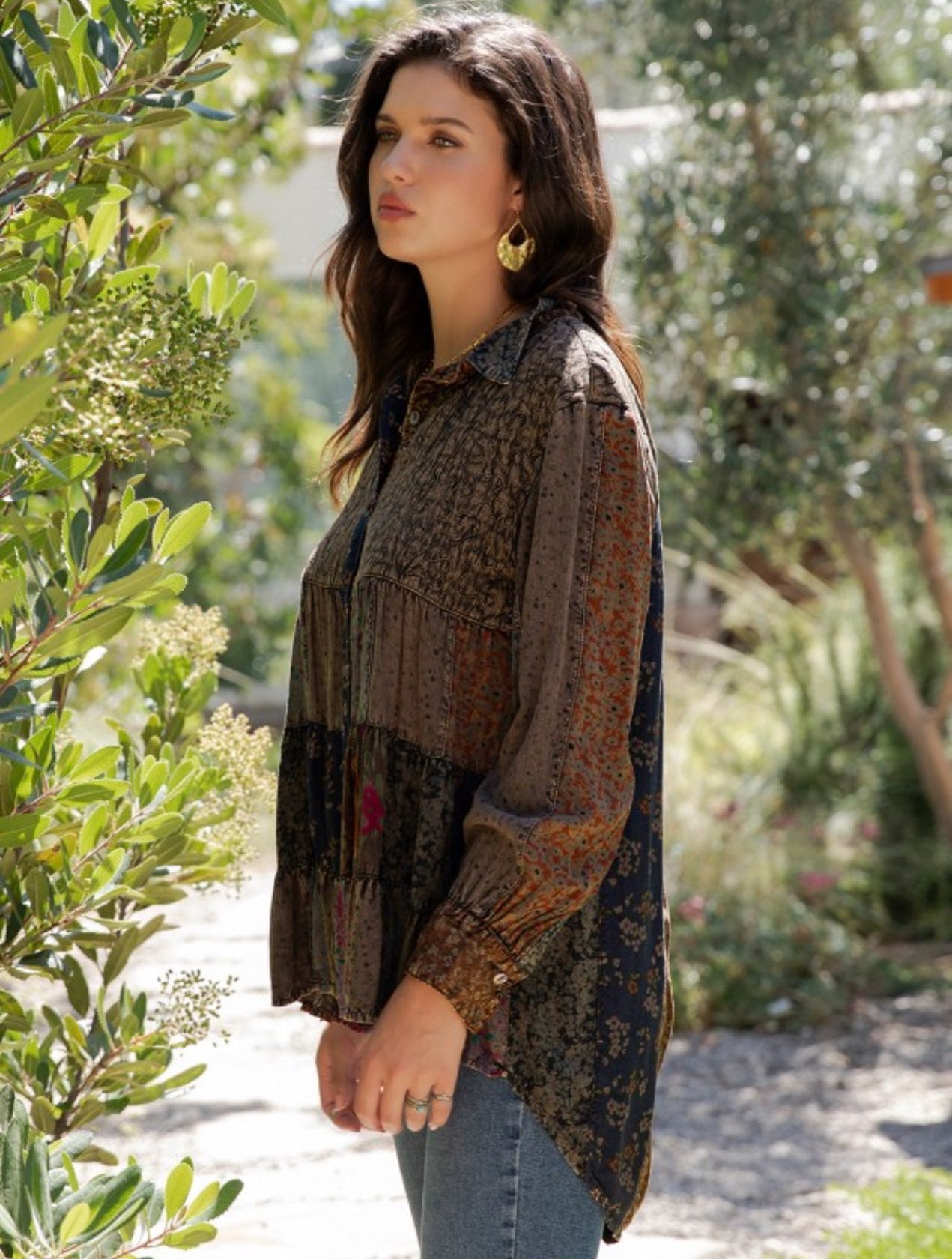 Button Front Boho Top