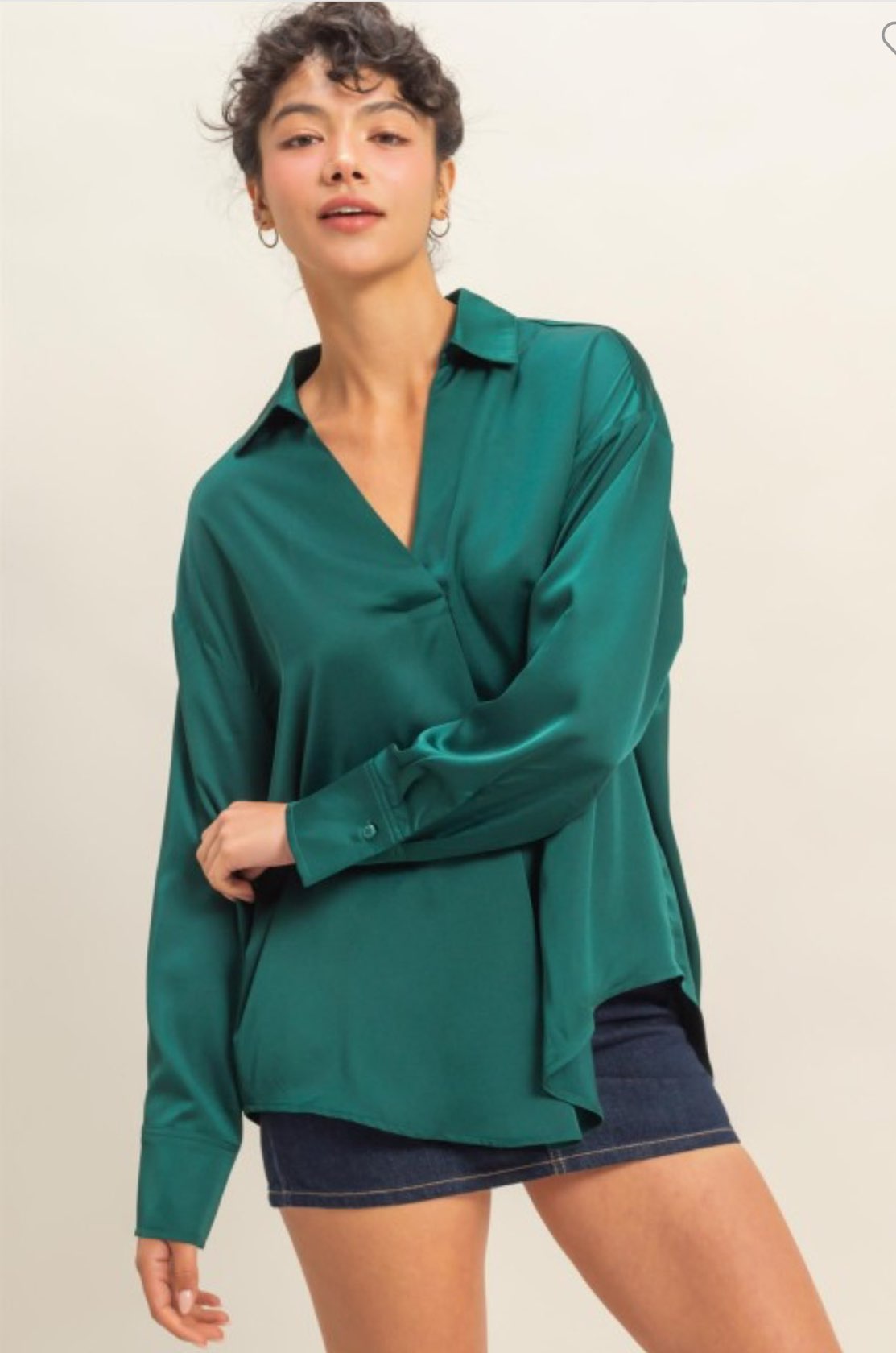 V-Neck Satin Blouse