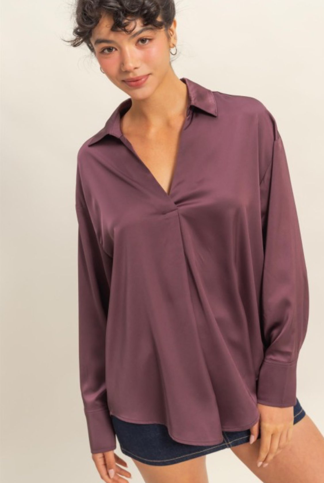 V-Neck Satin Blouse